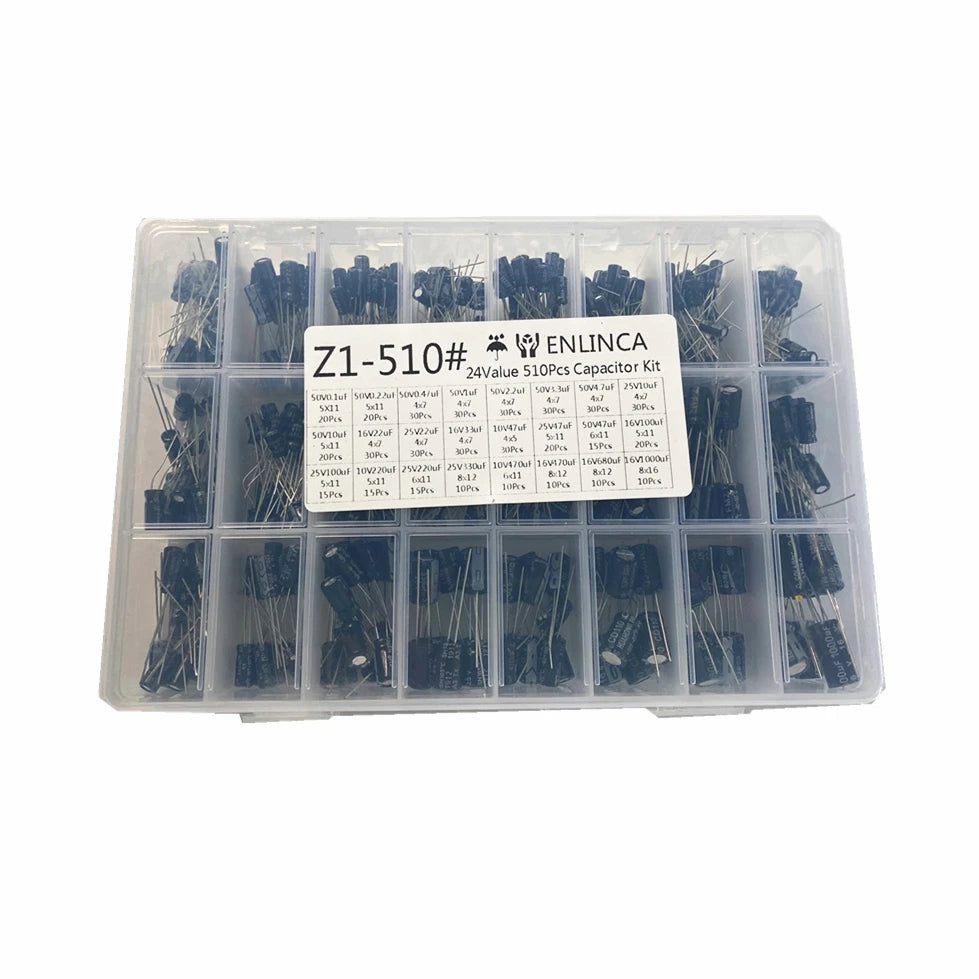 510Pcs/lot 24 Values10V/16V/25V/50V (0.1uF 1000uF)Electrolyt