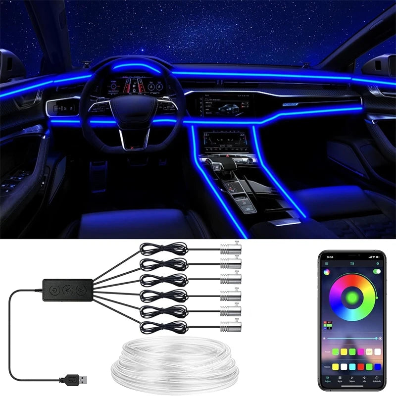 Flexible EL Wire Lights With App Control Ambient Atmosphere 