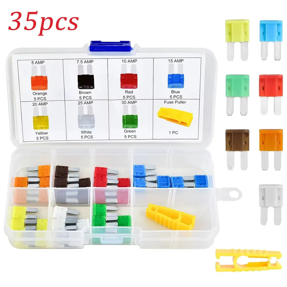 35/56/70/84/100/105/126pcs Micro 2 Blade Fuse Assortment Kit for Truck Replacement with Fuse Puller(5A 7.5A 10A 15A 20A 25A 30A)