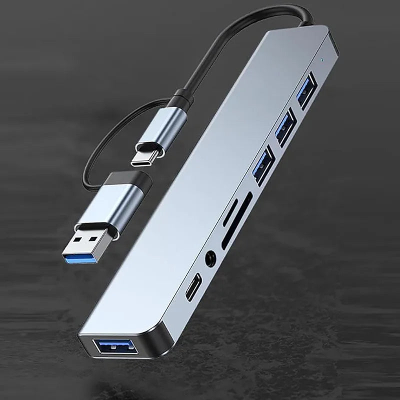 USB C Hub USB Splitter 8 in 1 USB Extender with 4 USB Port 1