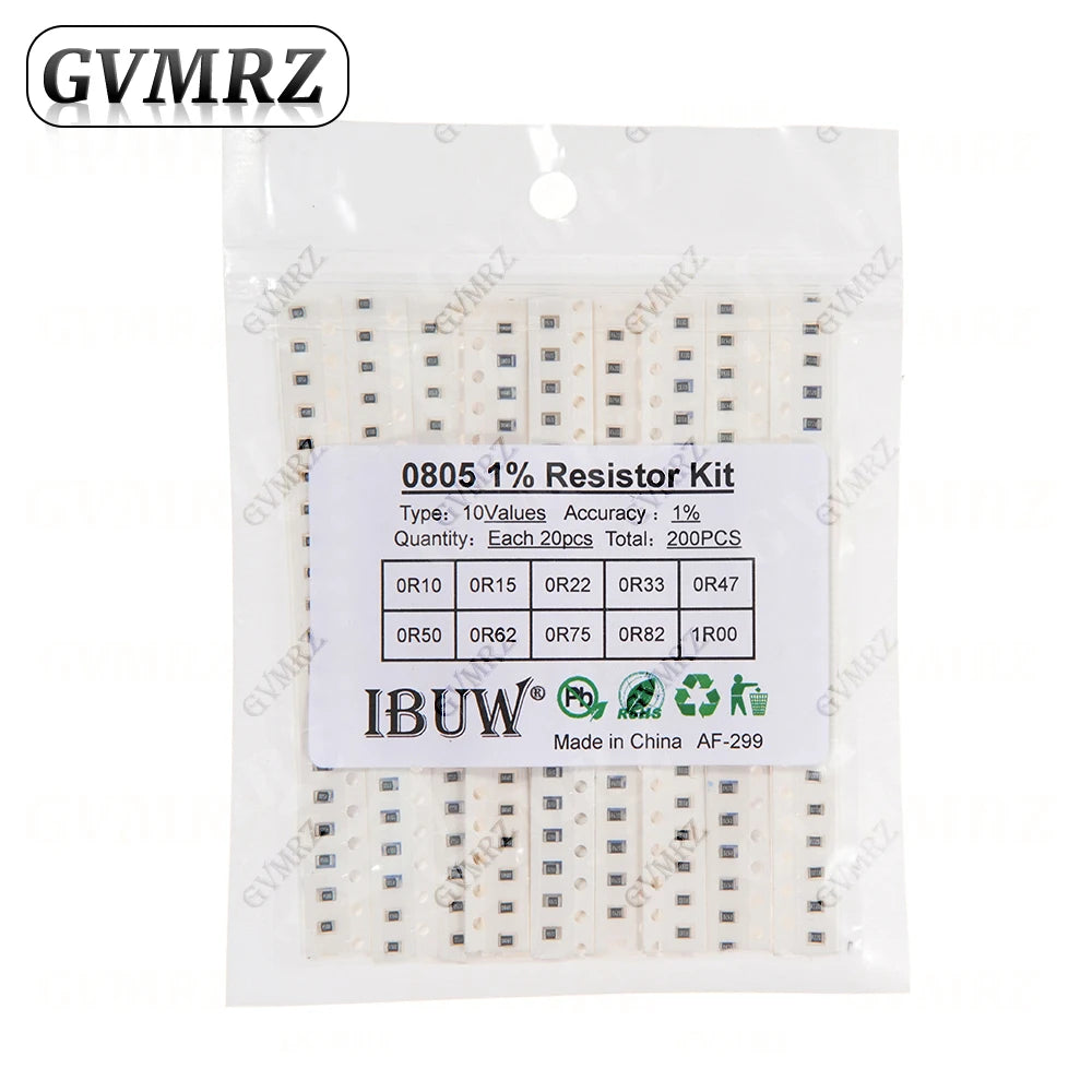 0201 0402 0603 0805 1206 1% 5% SMD Resistor Assorted Kit 1R-