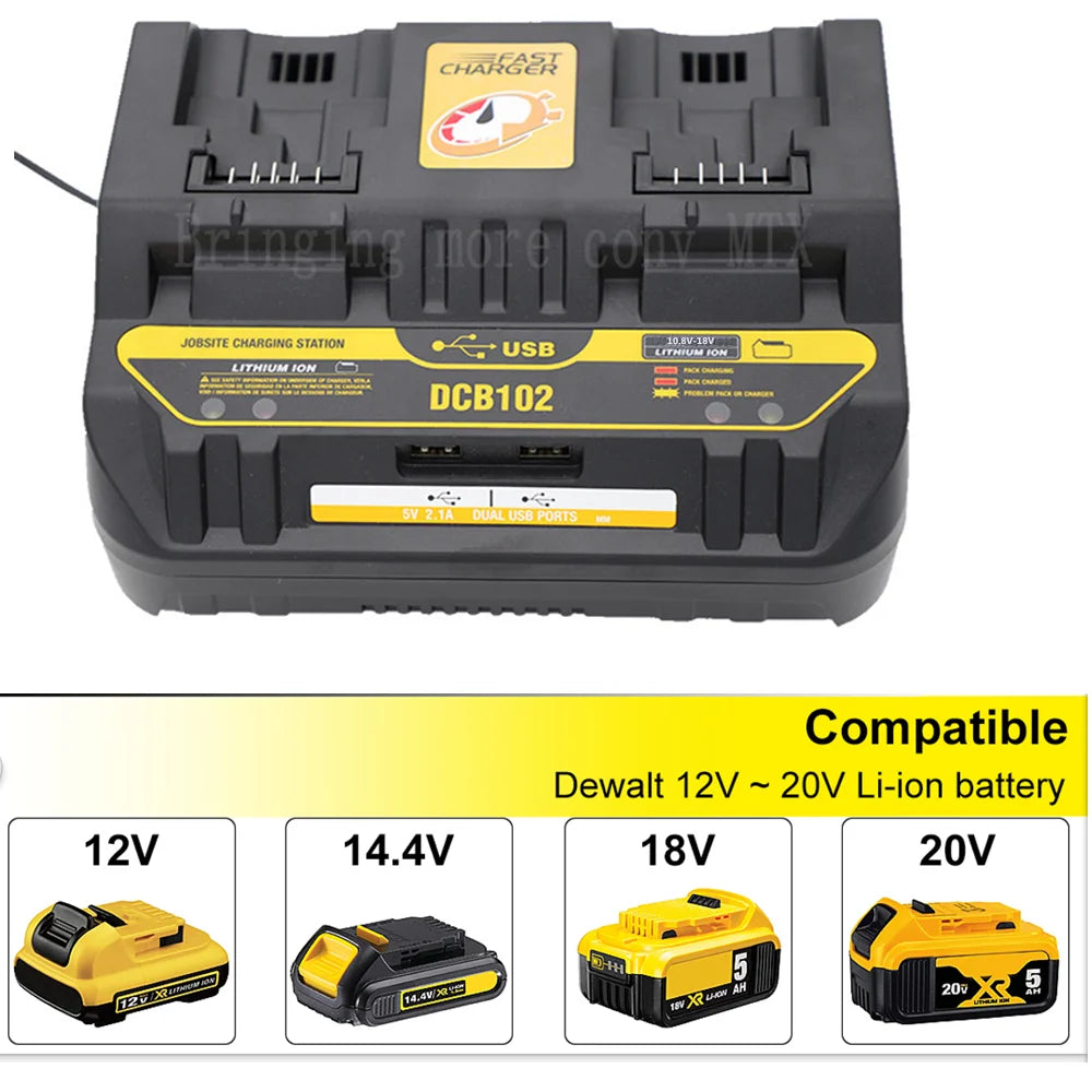 Fast Charging DCB102 Li-ion Battery Charger For DeWalt 12V 1