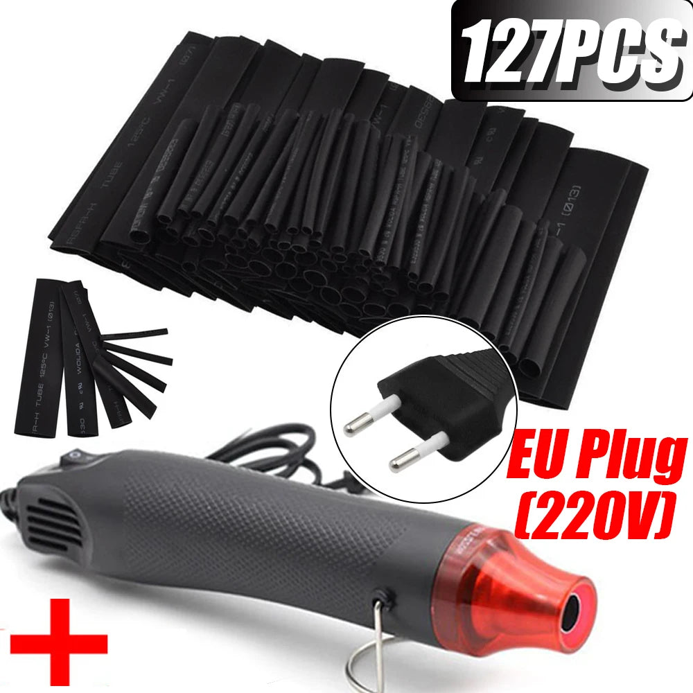 328/127/580PCS Heat Shrink Tubing Kit 2 1 Shrinkable Wire Shrinking Wrap Tubing Wire Connect Cover Protection with Hot Air Gun