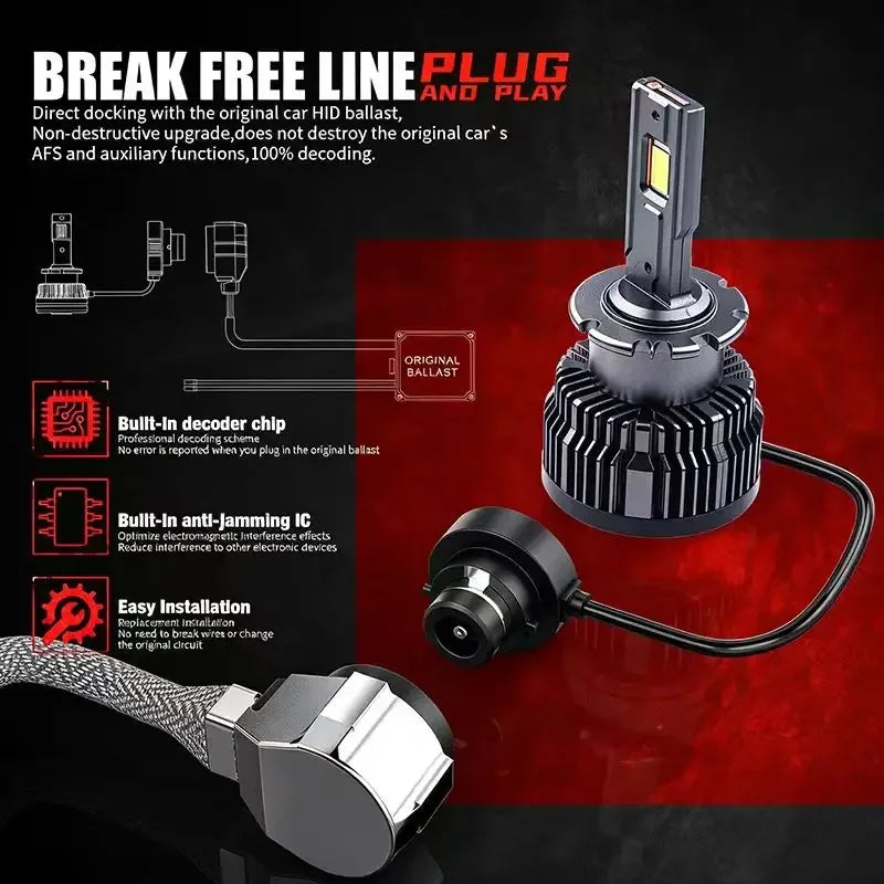 2PCS D1S D2S/R D3S D4S/R D5S D8S LED Headlight Bulbs 70W 800