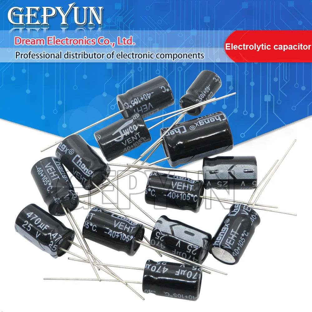 50PCS Aluminum electrolytic capacitor 10V 16V 25V 35V 50V 10