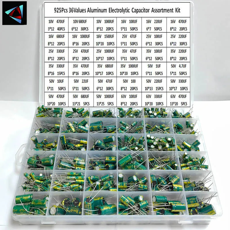 925Pcs 36Values Aluminum Electrolytic Capacitor Assortment K