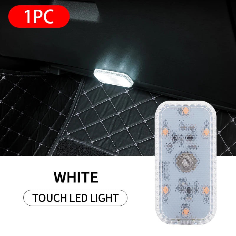 SEAMETAL Touch Sensor LED Lamp 6 LED Ambient Light Car Interior Roof Reading Lamp Wireless USB Rechargeable Atmosphere Lights