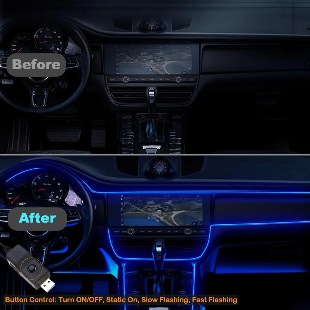 Car LED Strip Lights 196.85inch USB Neon Ambient Lighting Ki