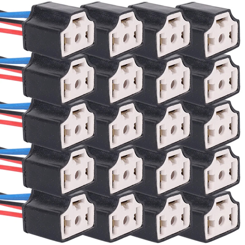 Ceramic LED H4 Headlight Socket Car Headlight Replacement Repair Bulb Holder Connector Plug Auto H4 Bulb Wire Socket 20/2pcs