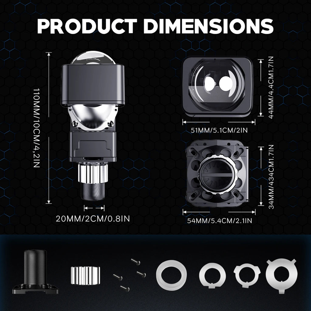 12V Motorcycle 1.5 Inch mini Bi Led Projector Lens Headlight