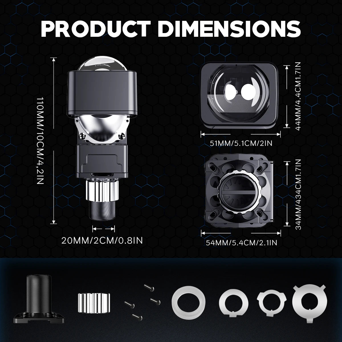 12V Motorcycle 1.5 Inch mini Bi Led Projector Lens Headlight