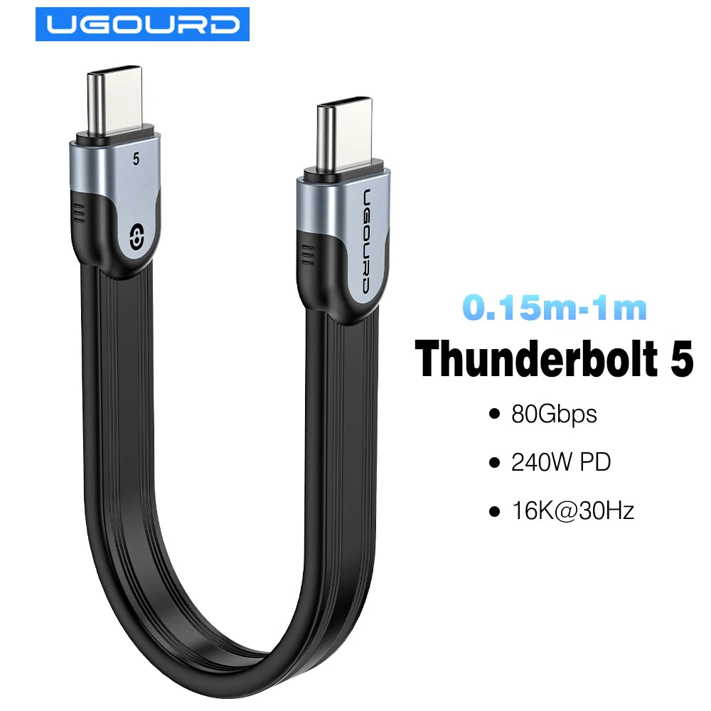 UGOURD New Flat Thunderbolt 5 High-Speed Data Cable 80Gbps 0