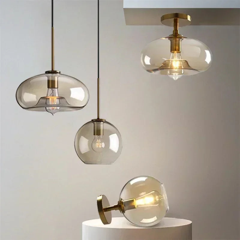 Nordic LED High quality glass pendant light Gold coloured he