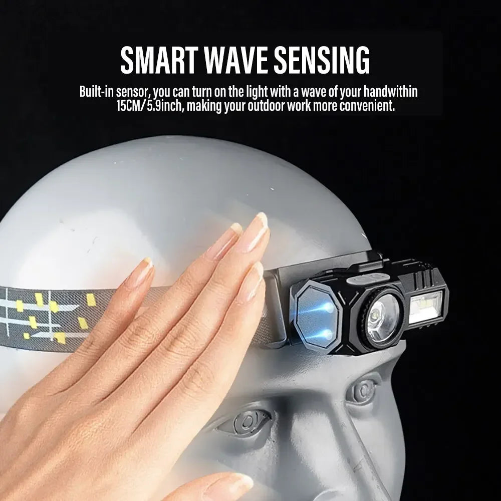 New Mini LED Headlamp Motion Sensor Camping Fishing Lantern 
