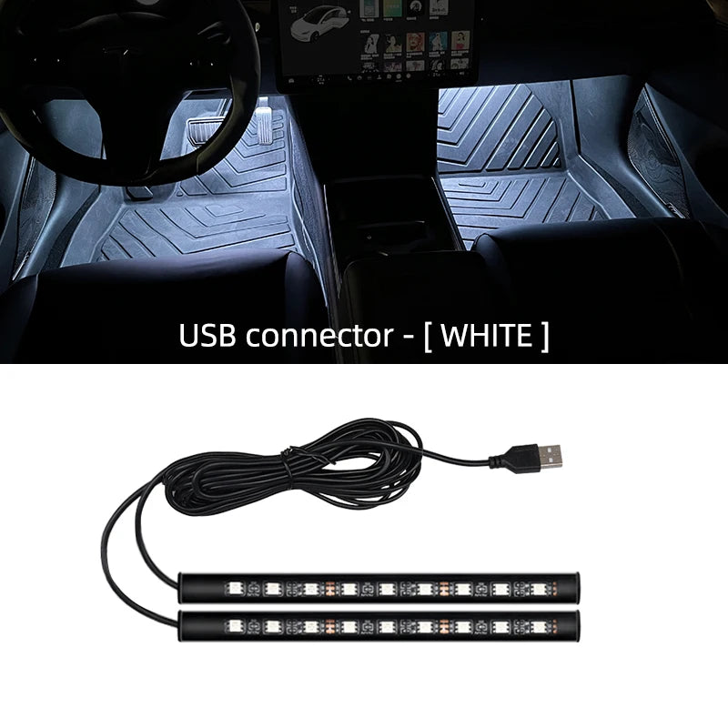 Neon 18 LED Car Interior Ambient Foot Light With USB Decoration Backlight Lighting 5V Universal Auto Atmosphere Decorative Lamp