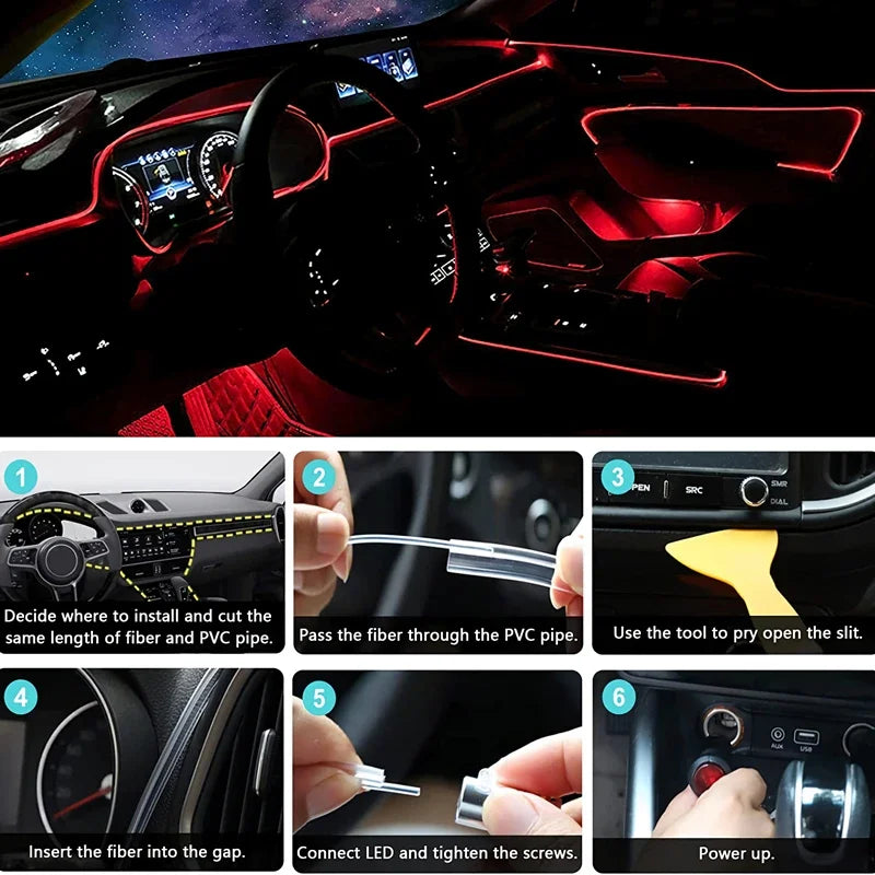 Flexible EL Wire Lights With App Control Ambient Atmosphere 