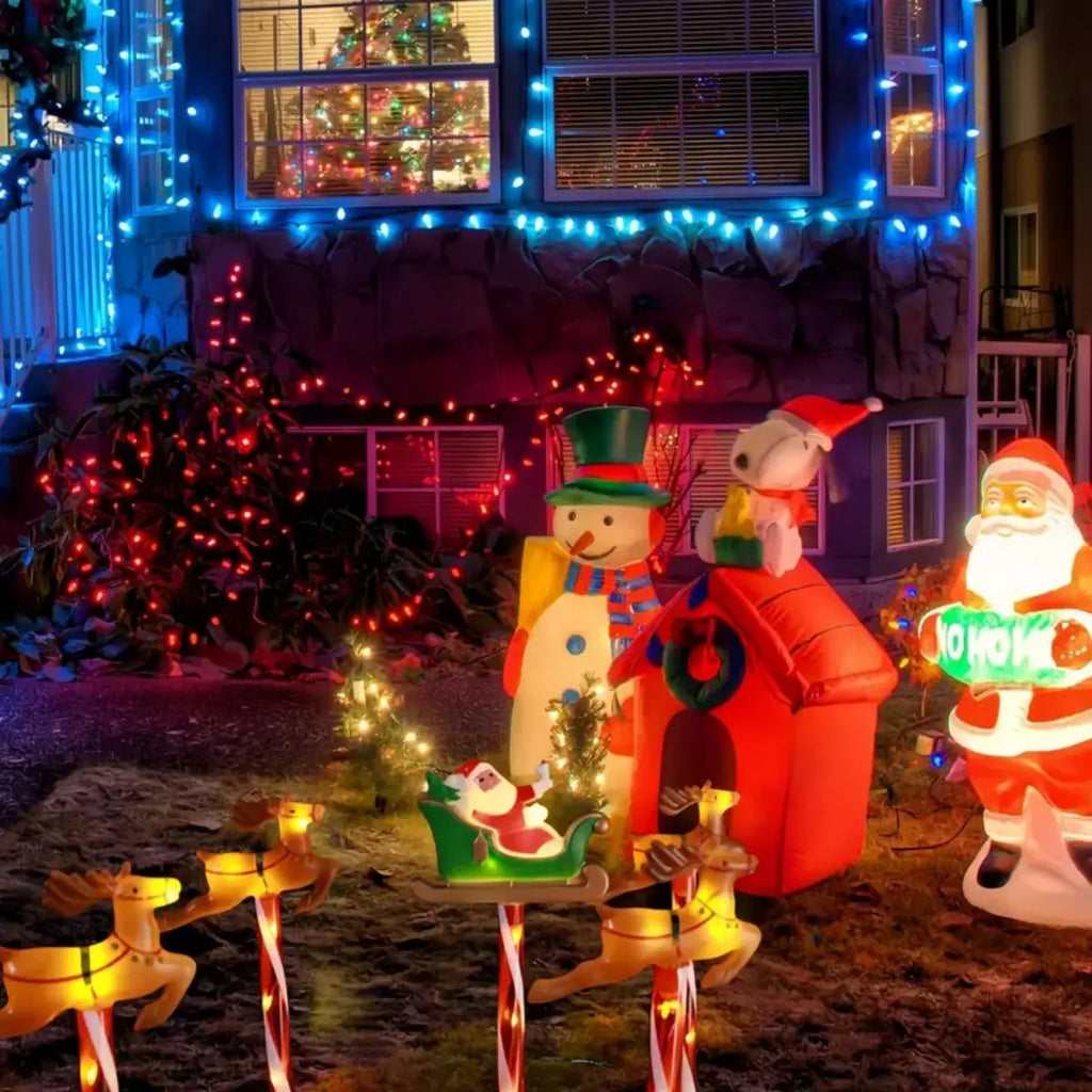 5Pcs/Set Solar Christmas Santa Claus&Deer Pathway Lights wit