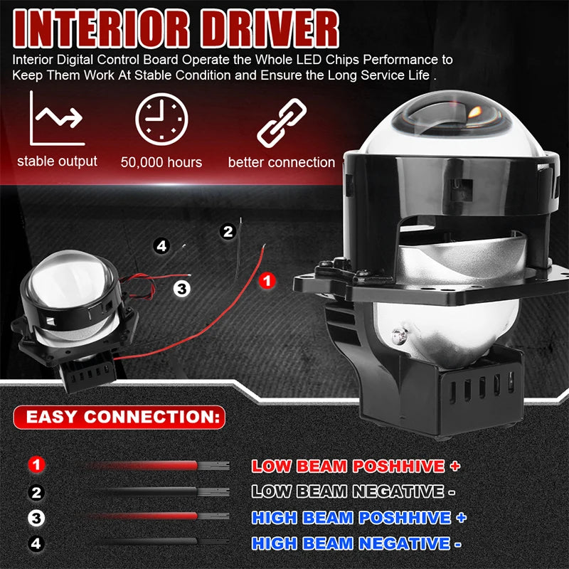 3.0inch Hella Bi Led Lenses 90W Spotlights Car Headlight Bul