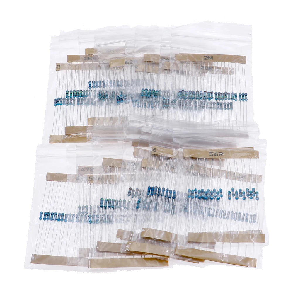 2600pcs 130Value 1/4W 0.25W 1% Metal Film Resistors Assorted