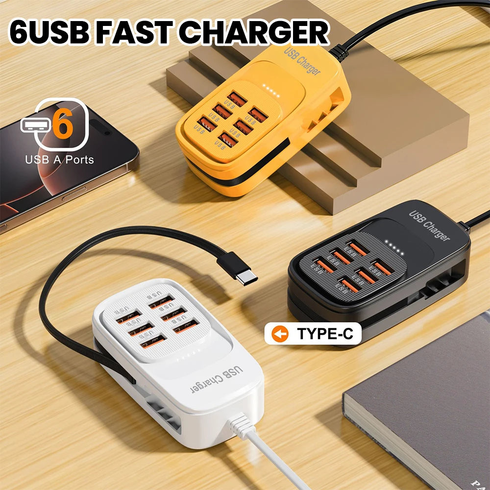 6 in 1 Multi Port USB Charging Station 3PD 3USB Desktop Powe