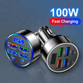 100W 6 Ports Car Charger Fast Charging PD QC3.0 USB C Car Ph