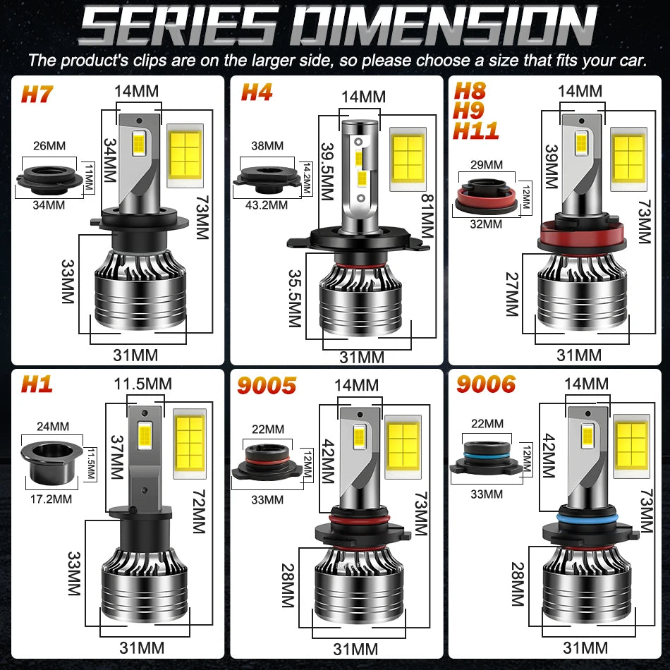 Bullvision 2PCS Car Lights H7 H4 H1 9006 H11 9005 H8 H9 Supe