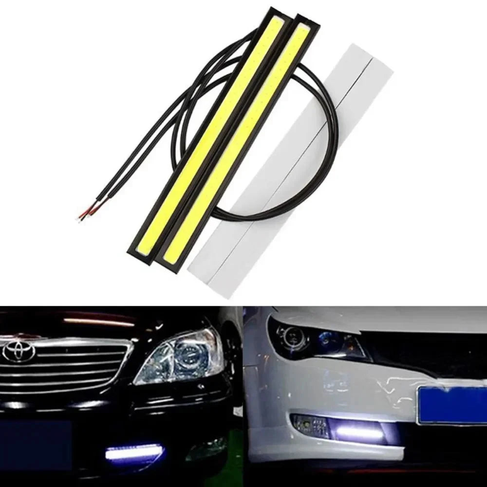 2pcs Ultra Thin Bright LED Car COB Daytime Running Lights Wa