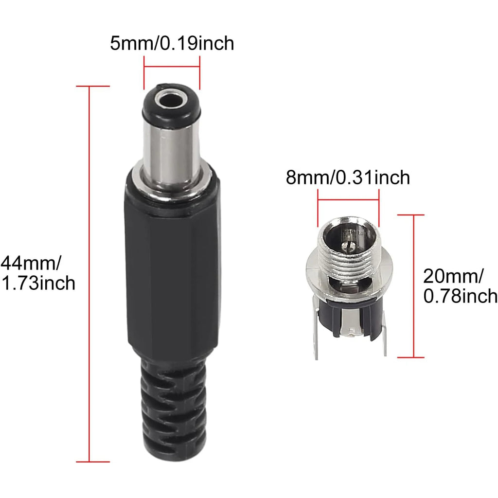 5SETS 5.5x2.1MM DC Power Plug Jack Female Panel Mount Connec