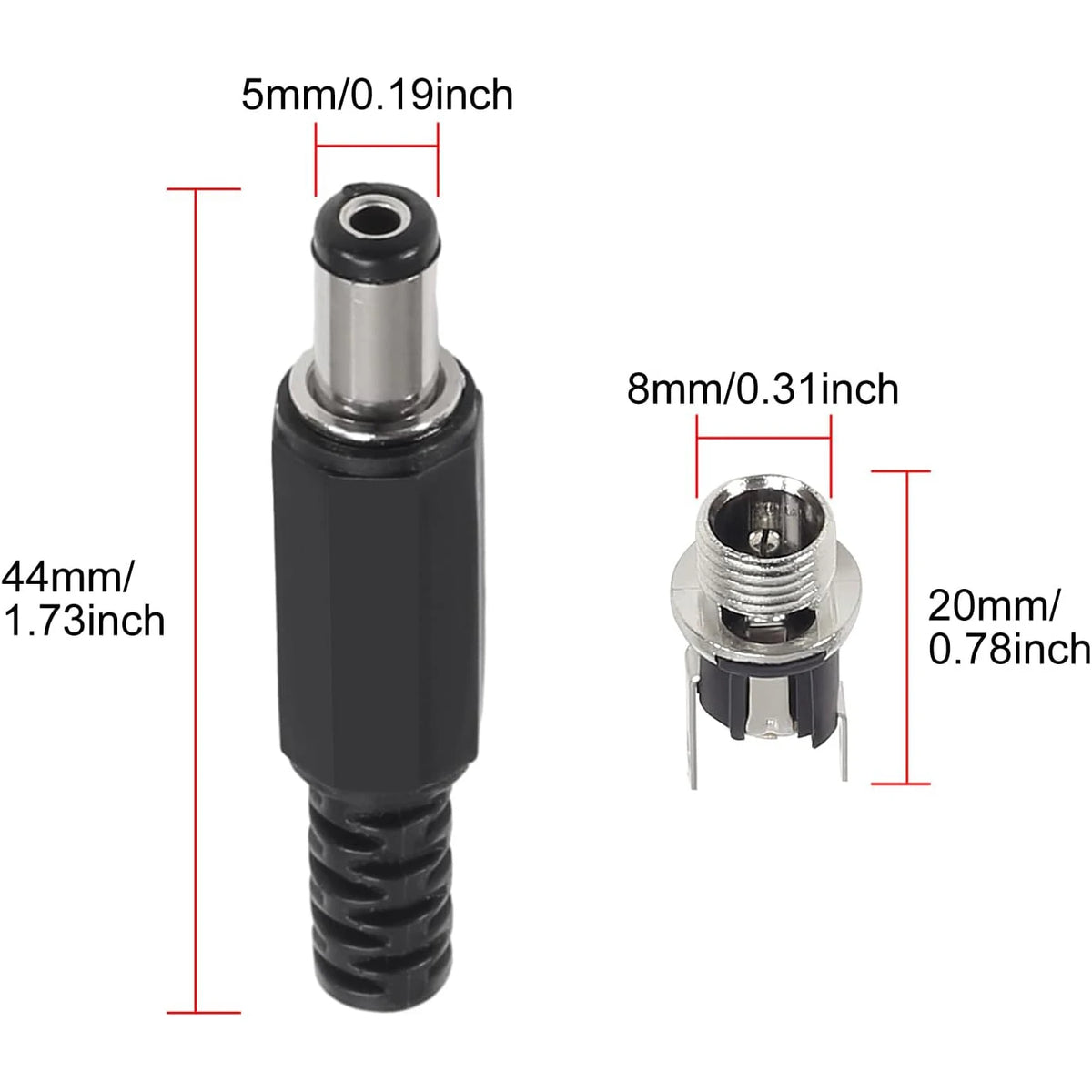5SETS 5.5x2.1MM DC Power Plug Jack Female Panel Mount Connec