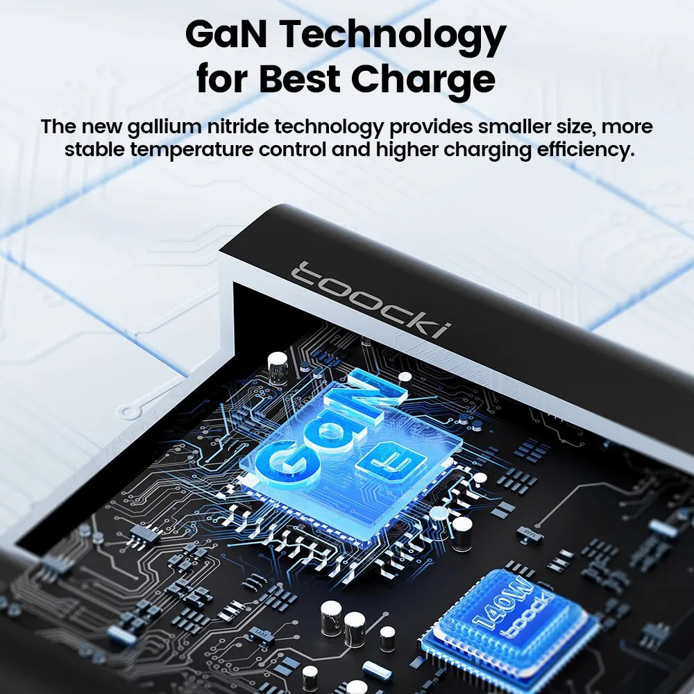 Toocki 140W GaN USB Charger 5in1 Desktop Fast Charge USB Typ