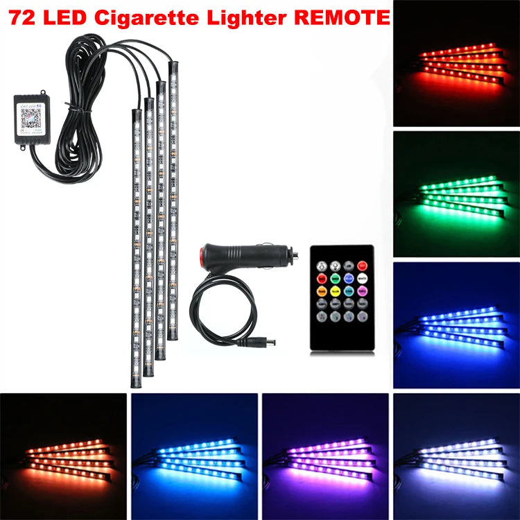 Neon LED Car Interior Ambient Foot Strip Light Kit Accessories Backlight Remote App Music Control Auto RGB Decorative Lamps