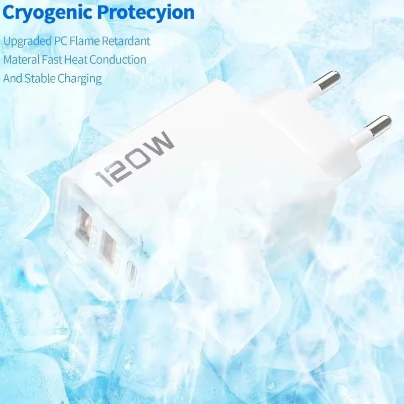 PD 120W 4 Ports USB C Charger Quick Charge 3.0 Type C USB Ph