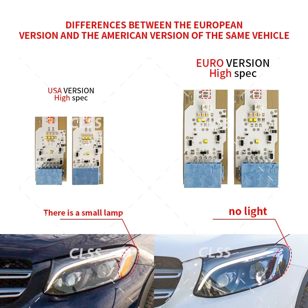 DRL LED Boards Lightsource For Mercedes-Benz GLC W253 GLC250 GLC200 2016-2019 High Spec Headlight Daytime