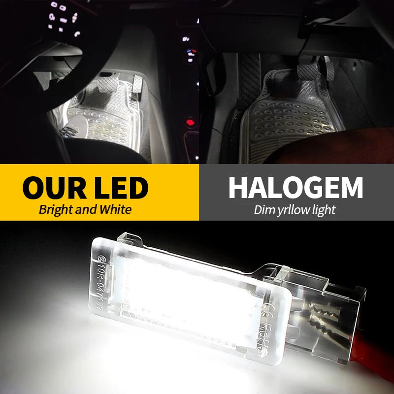 2pcs White LED Footwell Door Interior Light for VW Seat Alha