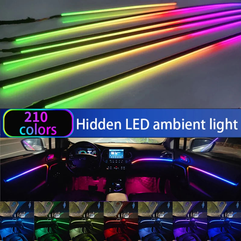Car Ambient Light/64 Colors Acrylic LED Lamp Strips/RGB Car 