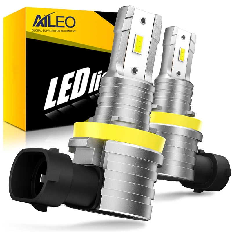 AILEO New 2 Pcs H8 H11 LED Headlight Bulbs 9005 HB3 9006 HB4