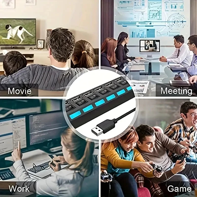 High Speed 4/7 Ports USB HUB 2.0 Adapter Expander Multi USB 