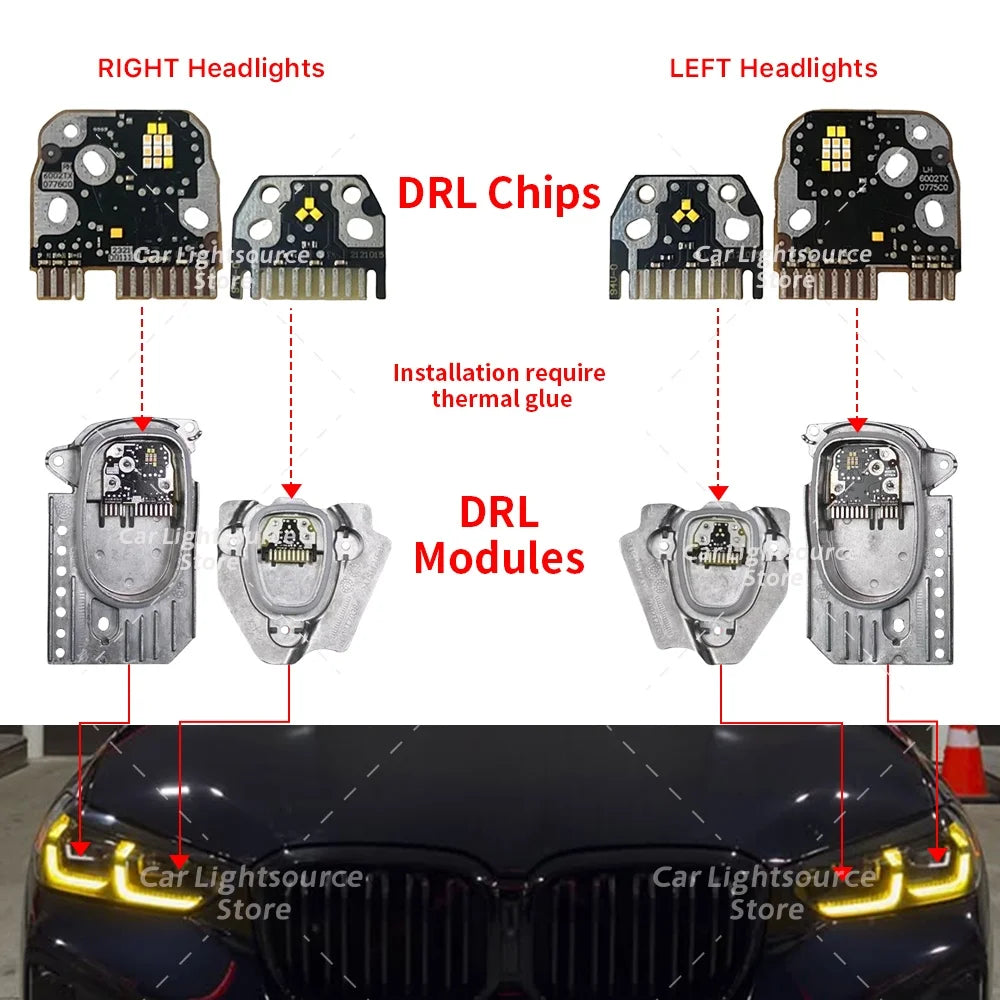 Angel Eye DRL LED Boards For BMW X3 X3M G01 X4 X4M G02 F97 F98 LCI 2021-2024 Headlight Daytime Running Light