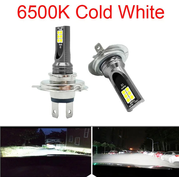 2Pcs LED H4 H7 Car Headlight Super Bright H16JP H8 H9 H11 9005 HB3 9006 HB4 Car Fog Light Driving Running Light 12000LM 12V 24V