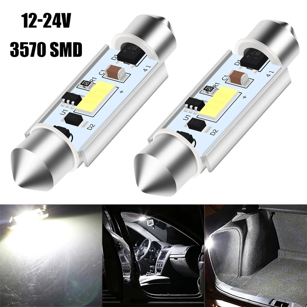 2PCS 12-24V C5W CANBUS LED Festoon 31mm 36mm 39mm 42mm C10W 