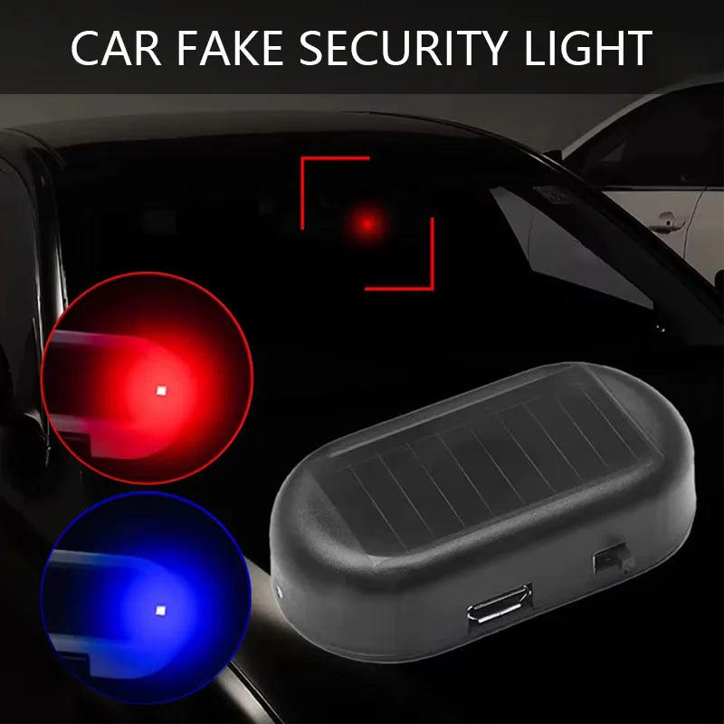 1/2Pcs Car Fake Security Light Solar Powered Simulated Dummy