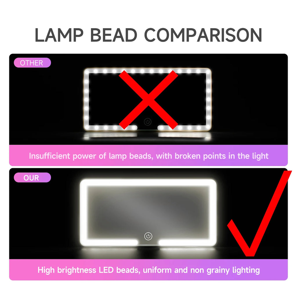 Car Interior Mirrors Sun Visor Plate LED HD Makeup Mirror fo