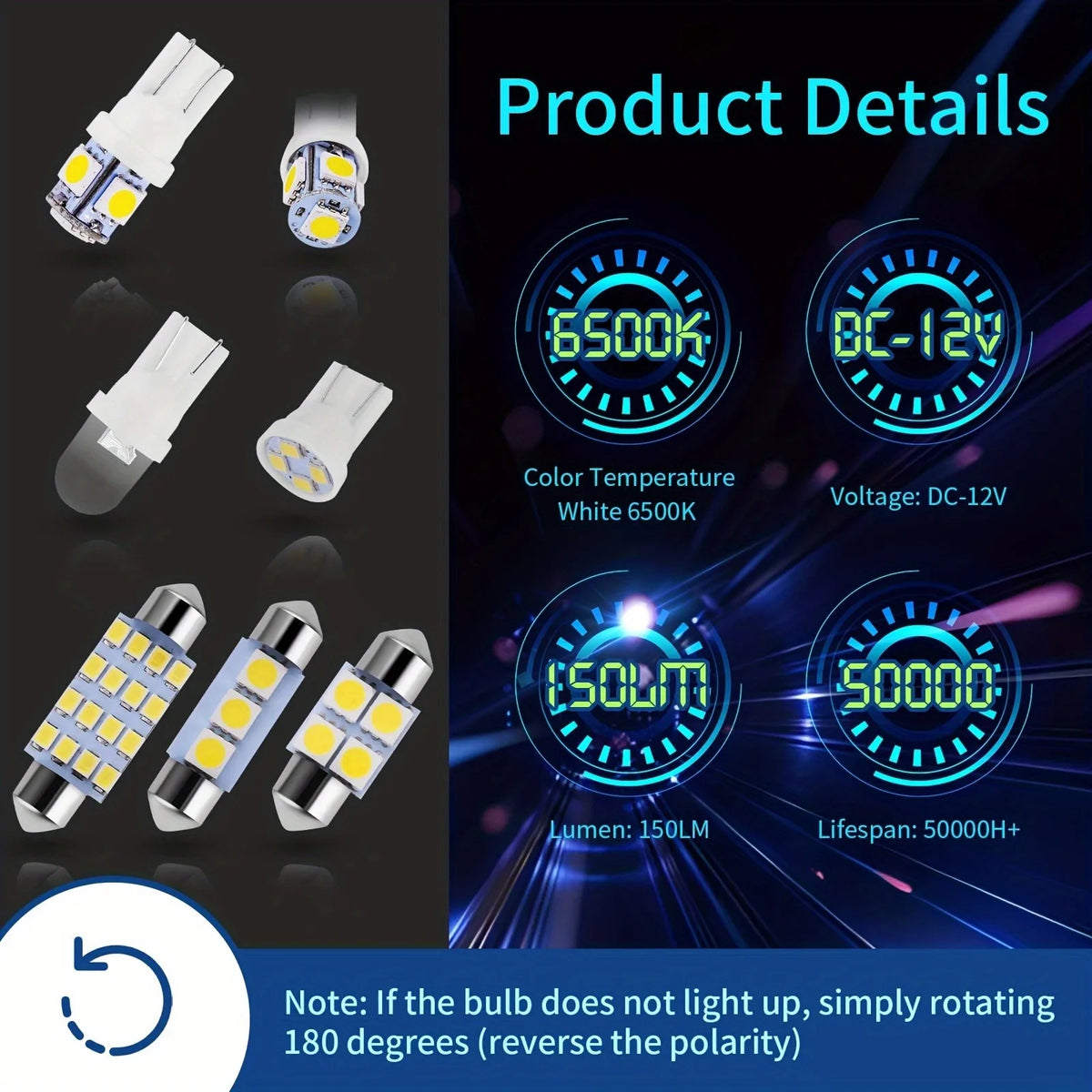 42Pcs T10 5050 Car LED Light Bulb Interior Dome Trunk Licens