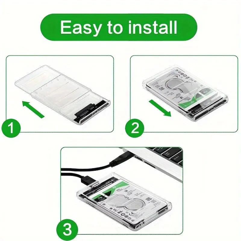 USB3.0 External HDD Case 5Gbps 2.5 Inch Transparent Hard Dis