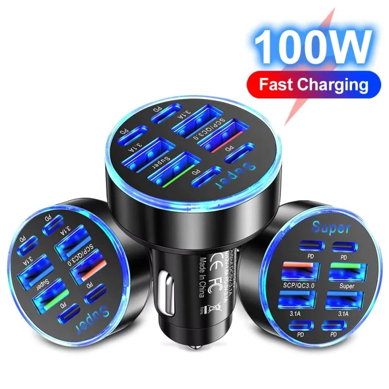 200W Dual USB Car Charger Pull Ring Fast Charging Car Phone Charger Adapter For Xiaomi Samsung Mini Car Charger
