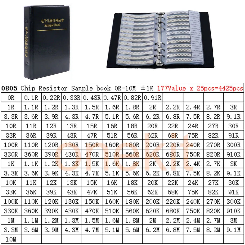 0402 0603 0805 1206 2512 1% SMT Chip Resistor Assortment Kit SMD Capacitors Sample book