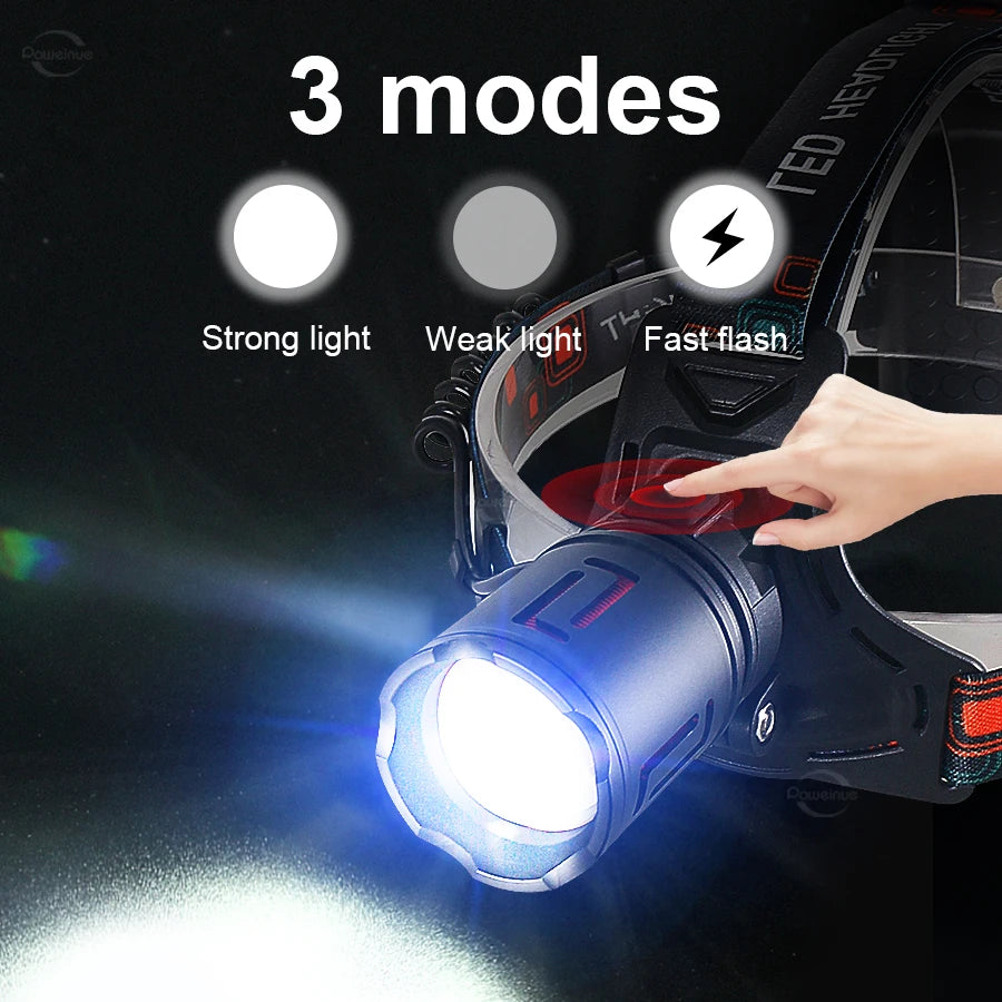 2026 New High Power 1200W LED Headlight 990000000LM Zoom Wat