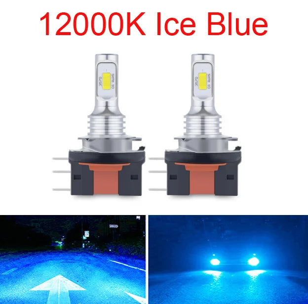 2Pcs H15 LED H11B H8B H9B Headlight Bulbs CANBUS 6500K Yellow Blue White 30000LM Car LED High Beam DRL Driving Lamp