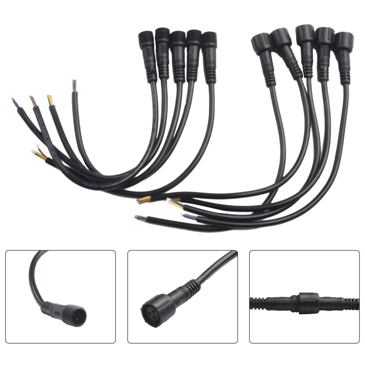 5 Pairs IP65 Waterproof 2/3-Pin 22AWG Wire LED Male And Fema