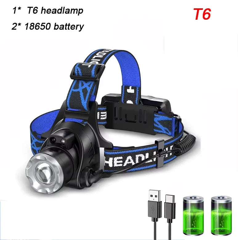 USB Rechargeable XPE+COB LED Headlamp with 6 Modes Motion Sensor Waterproof for Camping Running Fishing Headlight